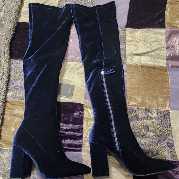 Zara Over The Knee Velvet Boots - Picture 4 of 8